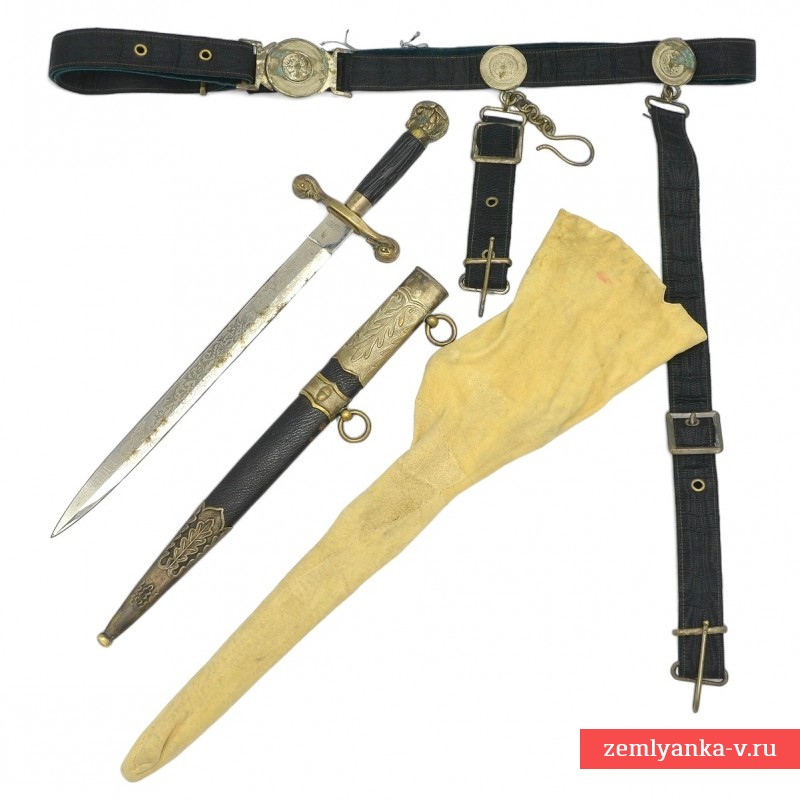 Нож классных чинов Корпуса лесничих образца 1898 года, с портупеей и чехлом