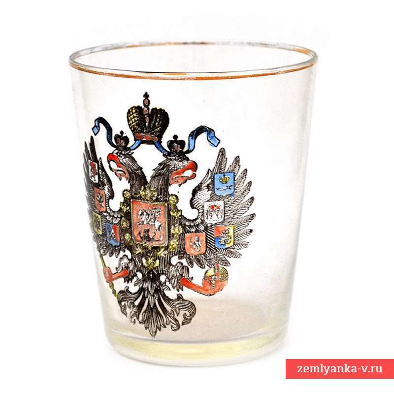 Стеклянная стопка с изображением российского двуглавого орла 
