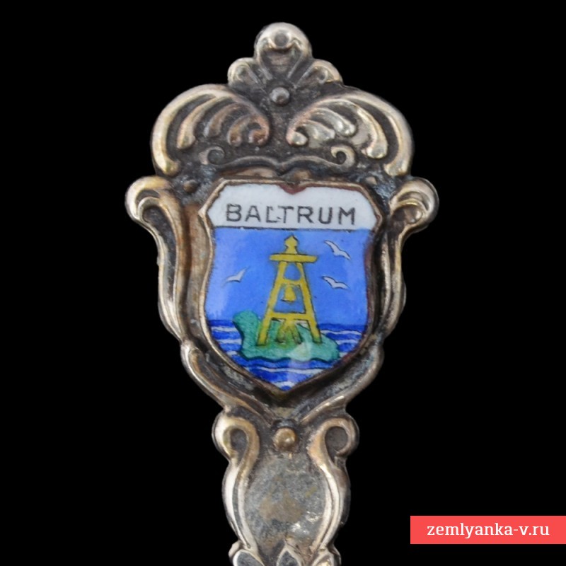 Ложка кофейная серебряная с гербом острова Baltrum