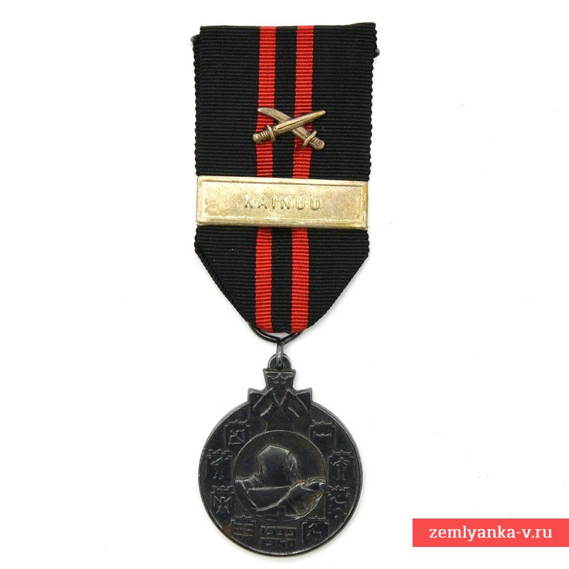 Финская медаль за войну 1939-1940 гг, с планкой «Kainuu» и мечами.