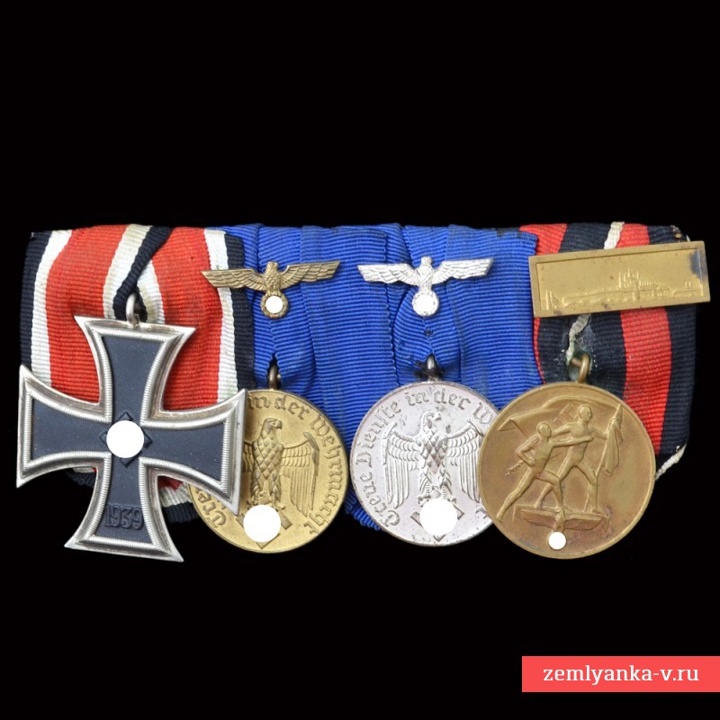 Наградная колодка офицера Вермахта с ЕК2 «шинкель»