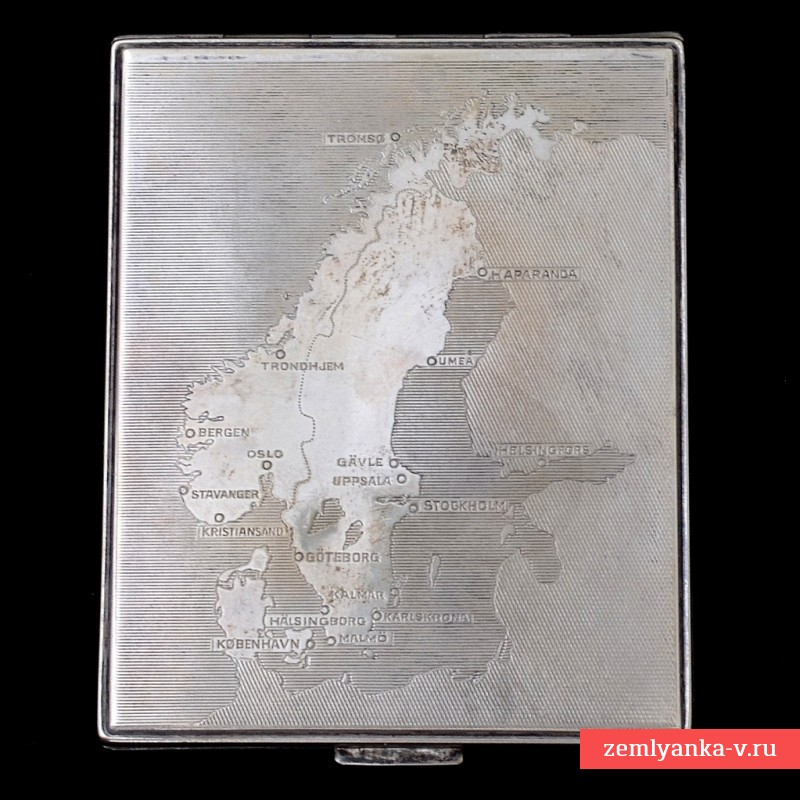 Портсигар немецкий из серии «Карта Европы»: Скандинавия