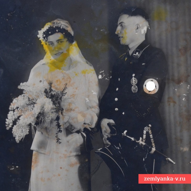 Большое свадебное фото шарфюрера СС с кинжалом Лидер-SS