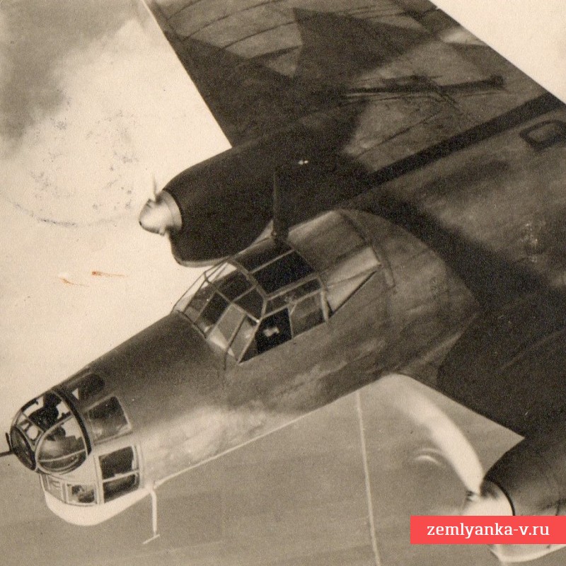 Фото-открытка "Летающая крепость" бомбардировщик Ju-86K в полете.