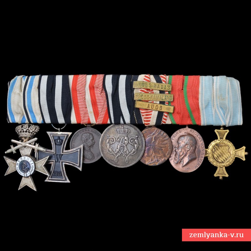 Наградная колодка баварского офицера – участника Африканской кампании 1904-06 гг