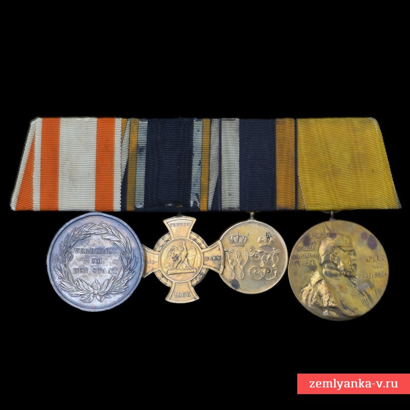 Колодка на 4 награды прусского ветерана войн 1864 и 1866 гг