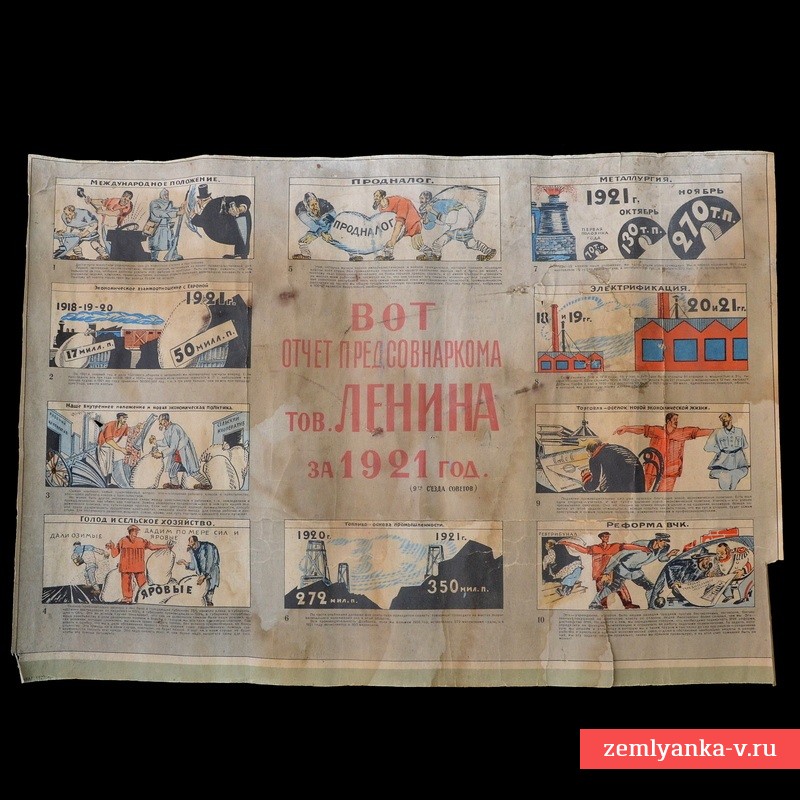 Плакат «Вот отчет предсовнаркома т. Ленина за 1921 год», 1922 г. (?)