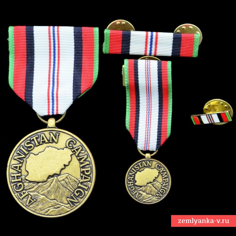 Медаль за участие в Афганской кампании, с миниатюрой и двумя планками