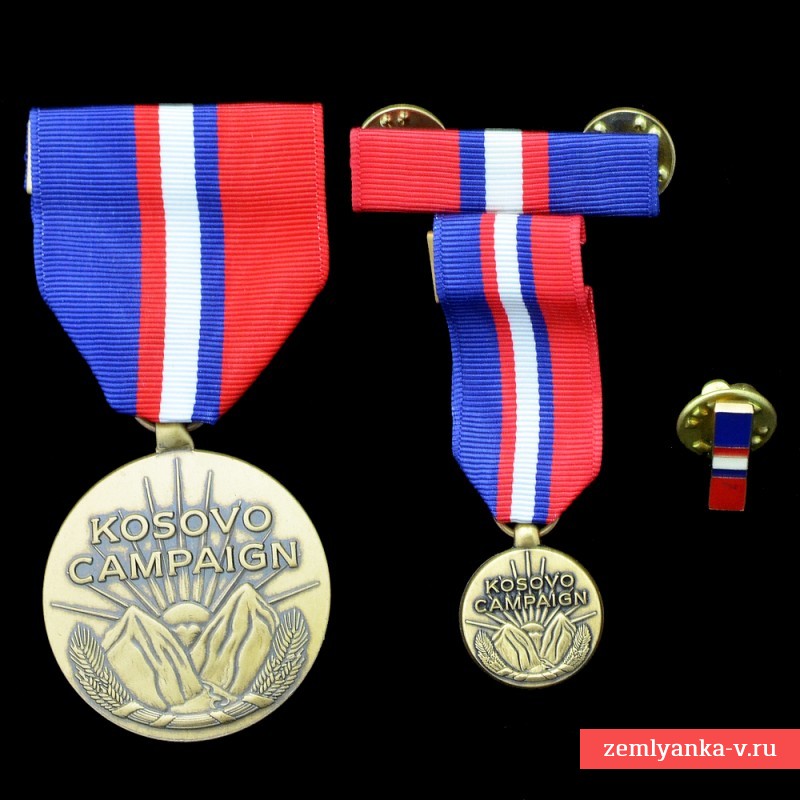 Медаль за участие в кампании в Косово, с миниатюрой и двумя планками