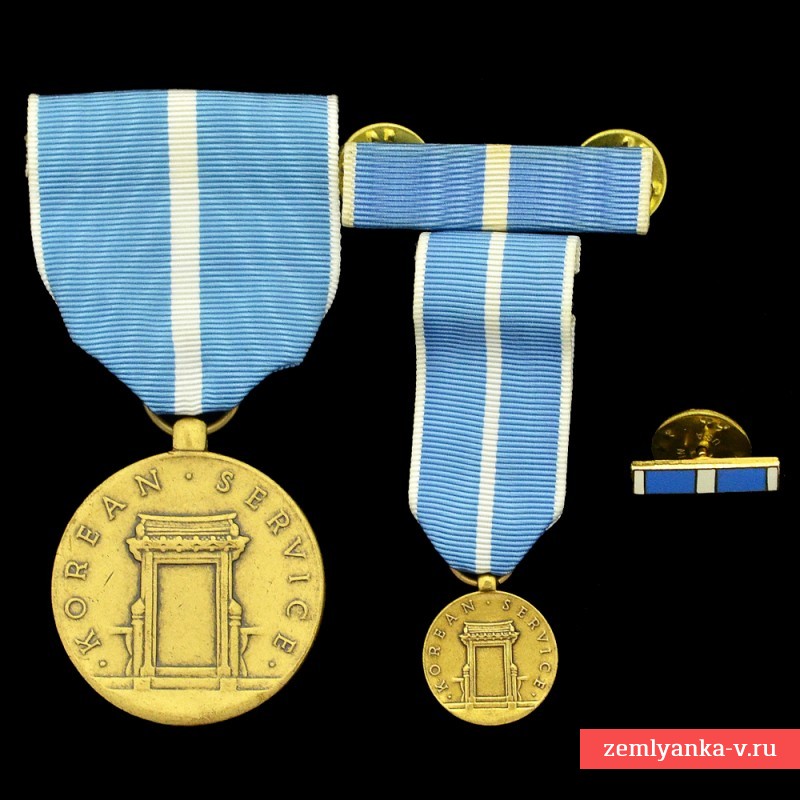 Медаль за войну в Корее, с миниатюрой и двумя планками, образца 1950 года