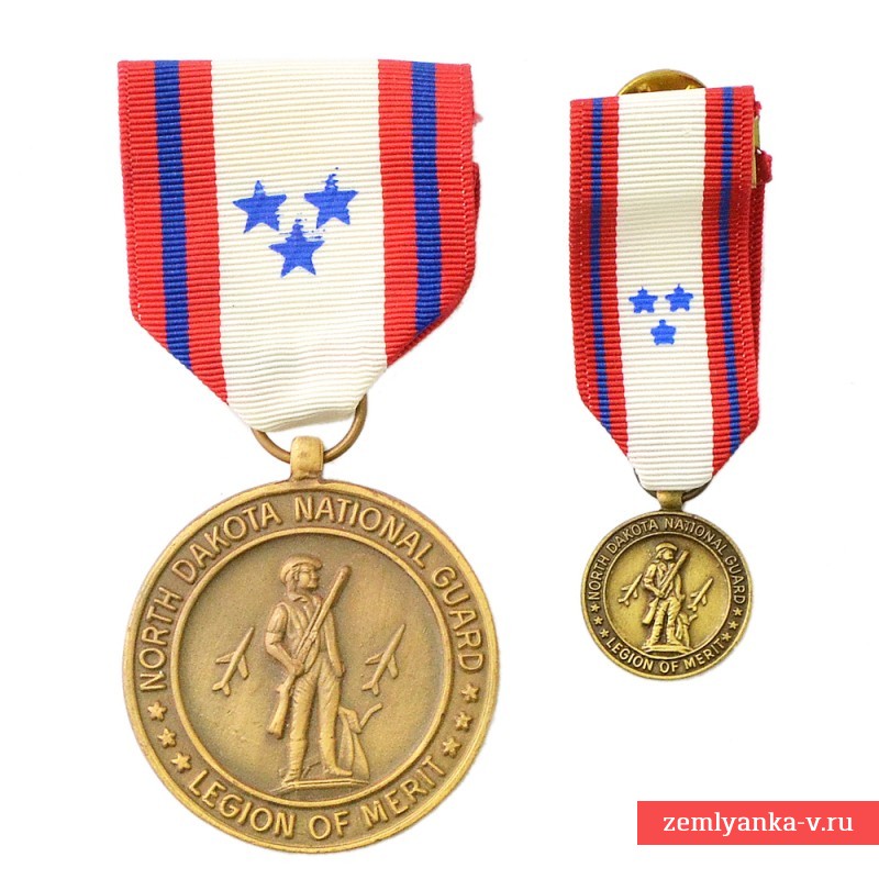 Медаль Национальной гвардии штата Северная Дакота за заслуги, с миниатюрой