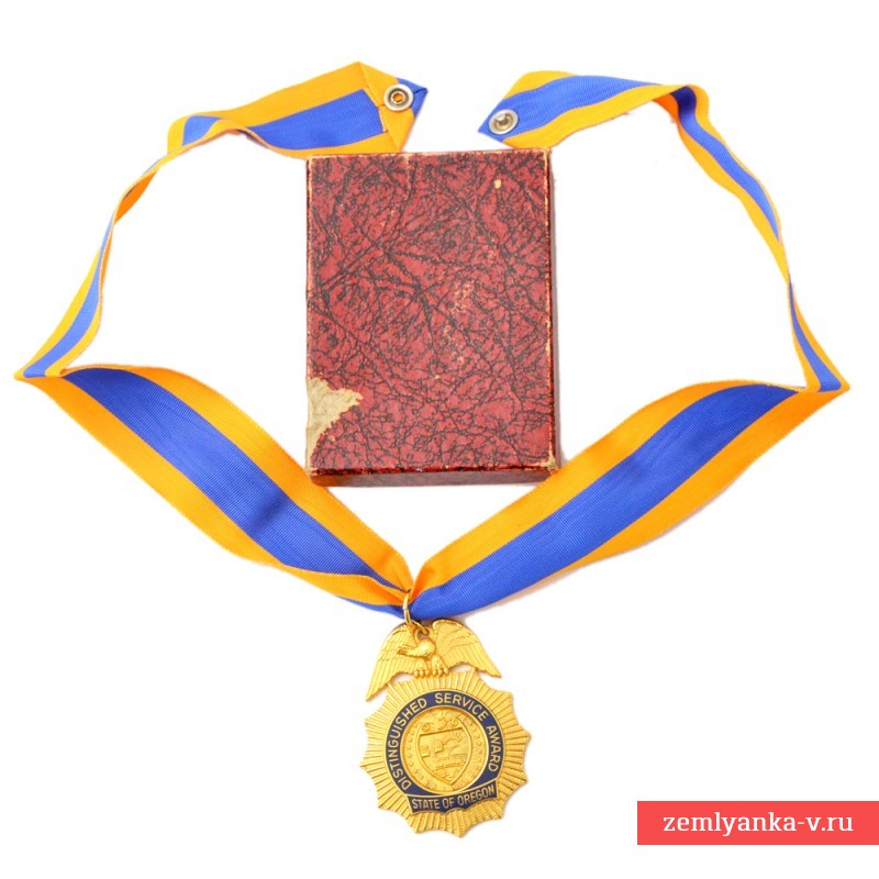 Шейная медаль Национальной гвардии штата Орегон за выдающуюся службу, в футляре