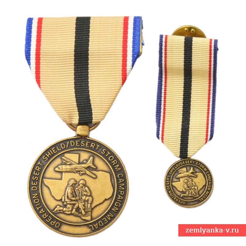Медаль кампаний «Щит пустыни» и «Буря в пустыне» Национальной гвардии Техаса, с миниатюрой