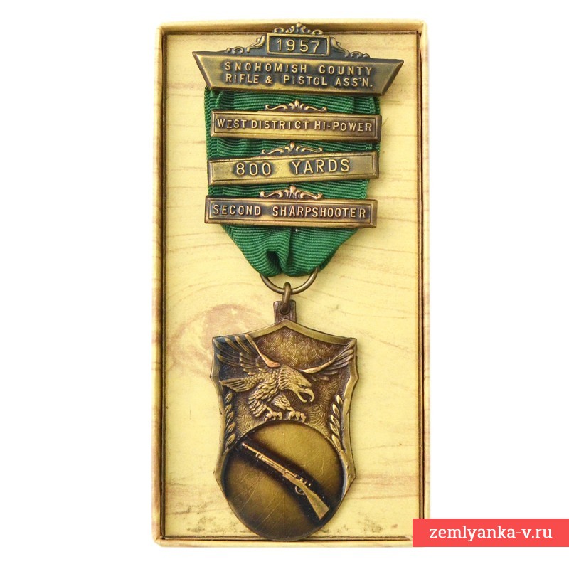 Бронзовая медаль за стрелковые соревнования в округе Снохомиш (США), 1957 г.