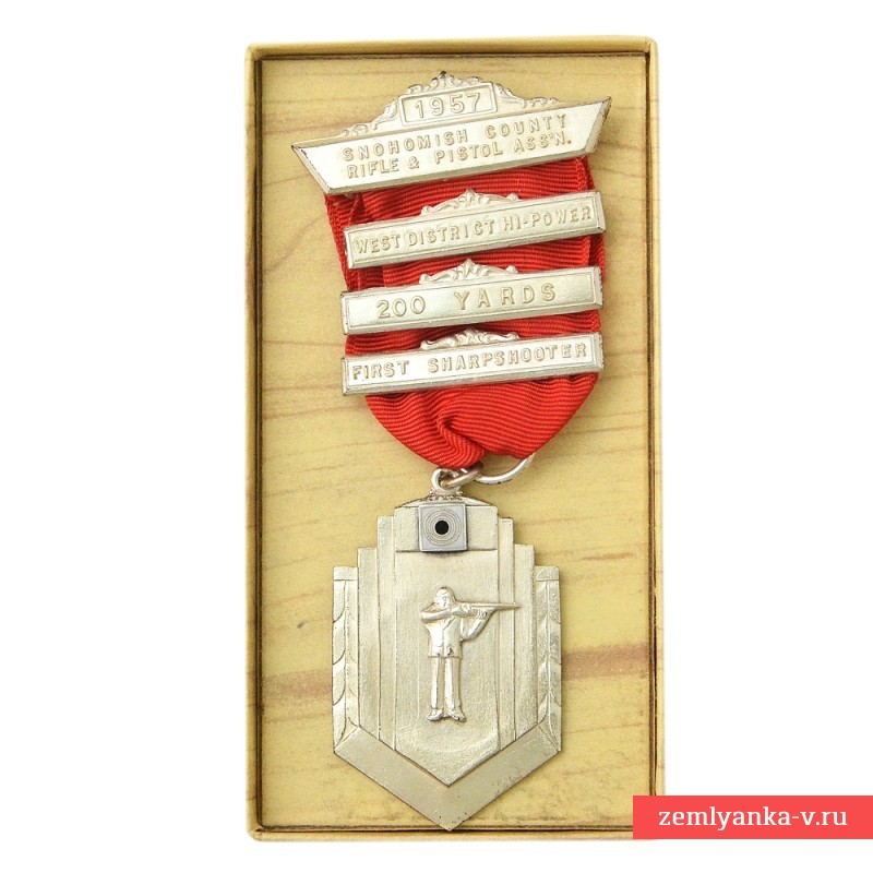 Серебряная медаль за стрелковые соревнования в округе Снохомиш (США), 1957 г.