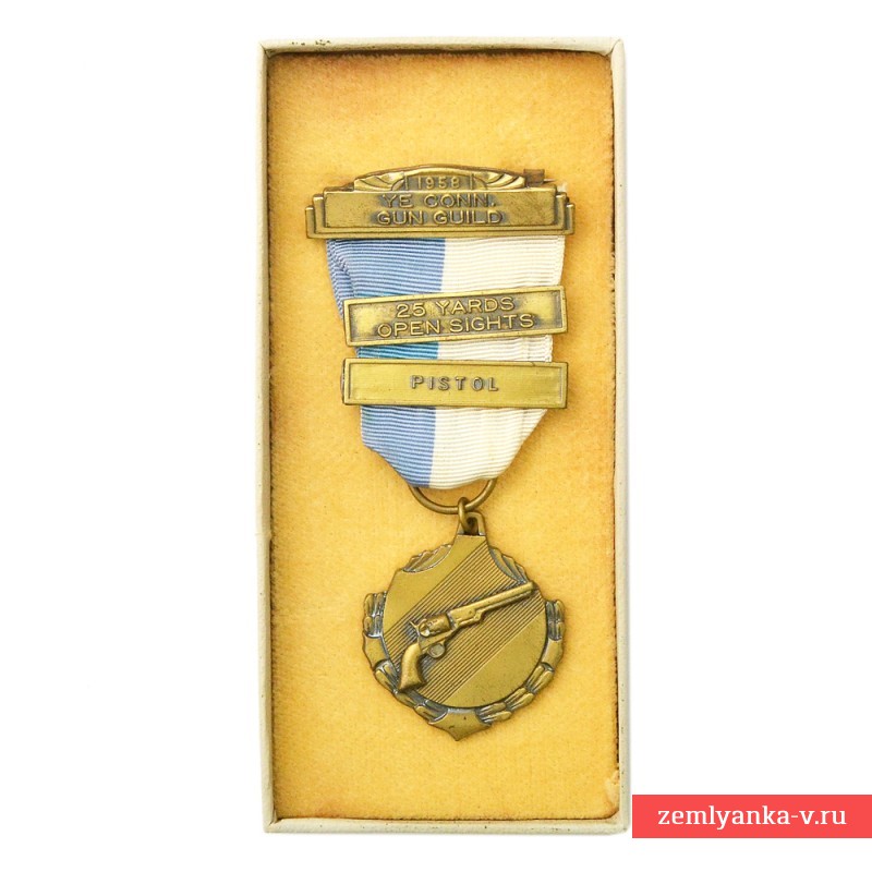 Бронзовая медаль за стрельбу из револьвера на 25 ярдов ш. Коннектикут, 1958 г.
