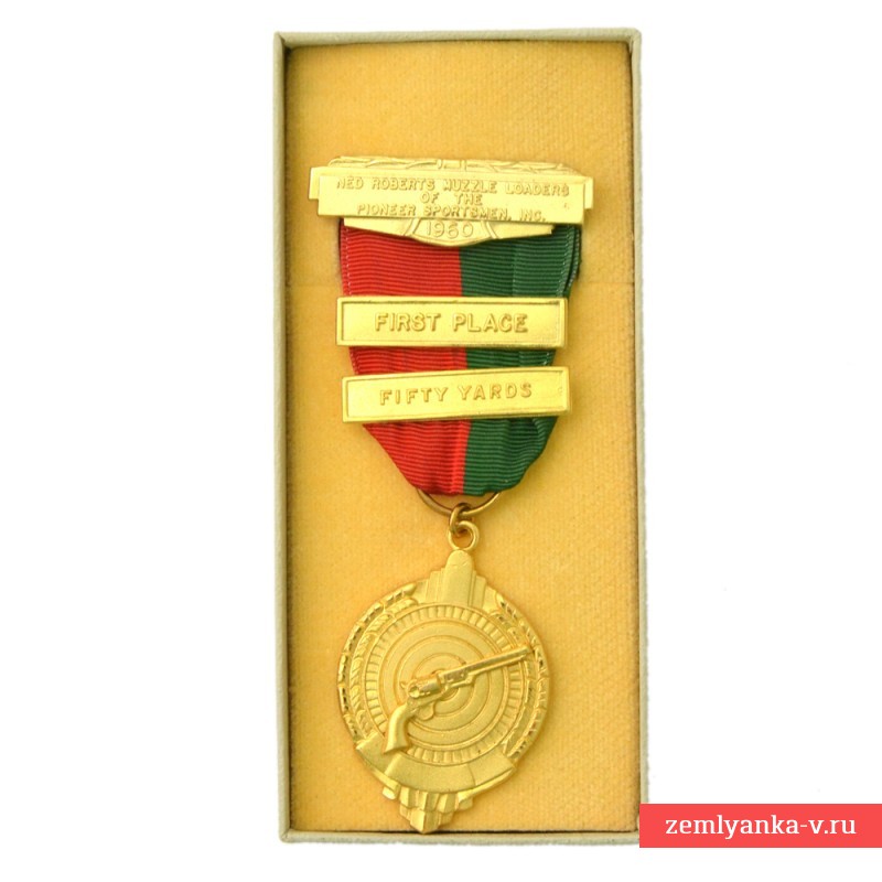 Золотая медаль по стрельбе клуба «Спортсменов-первопроходцев», 1960 г.