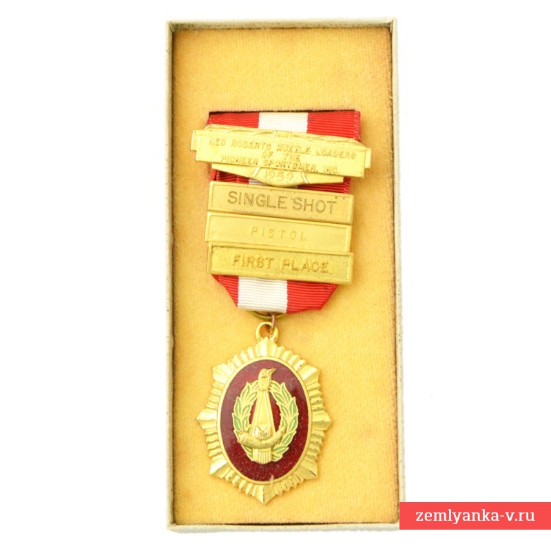 Золотая медаль по стрельбе клуба «Спортсменов-первопроходцев», 1959 г.