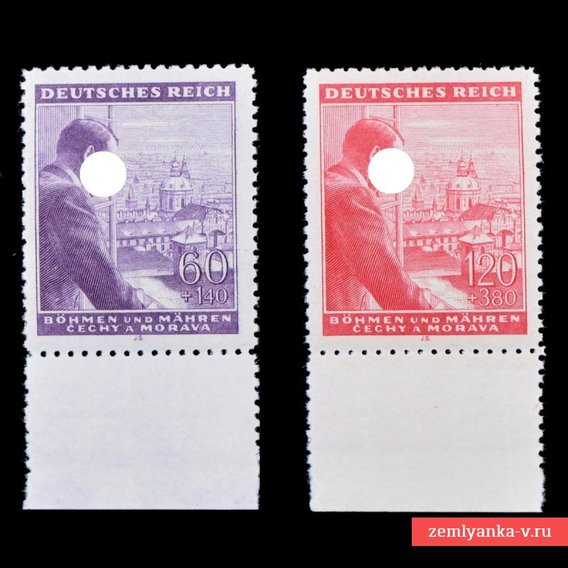 Полная серия марок «54-я годовщина А. Гитлера»**, 1944 г., нижнее поле