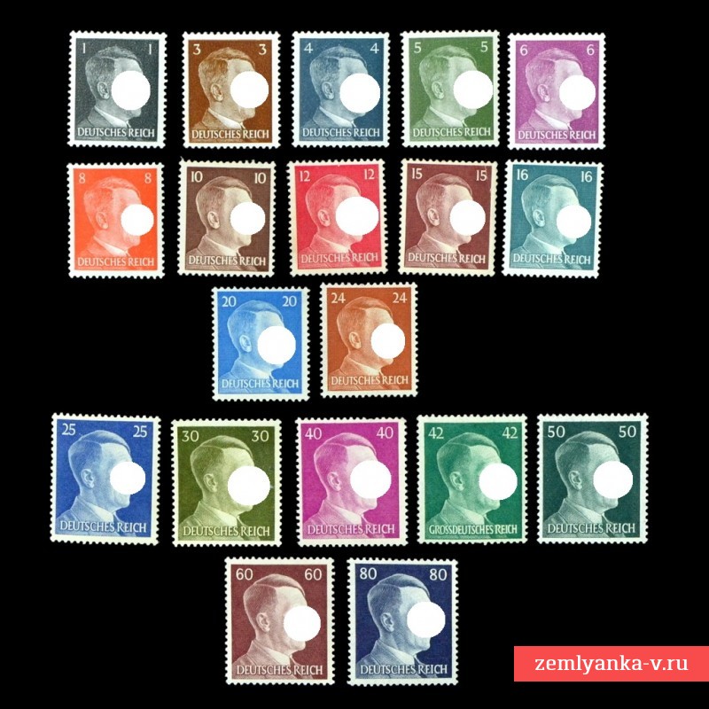 Полная серия марок 1941-44 гг «Адольф Гитлер»*/**