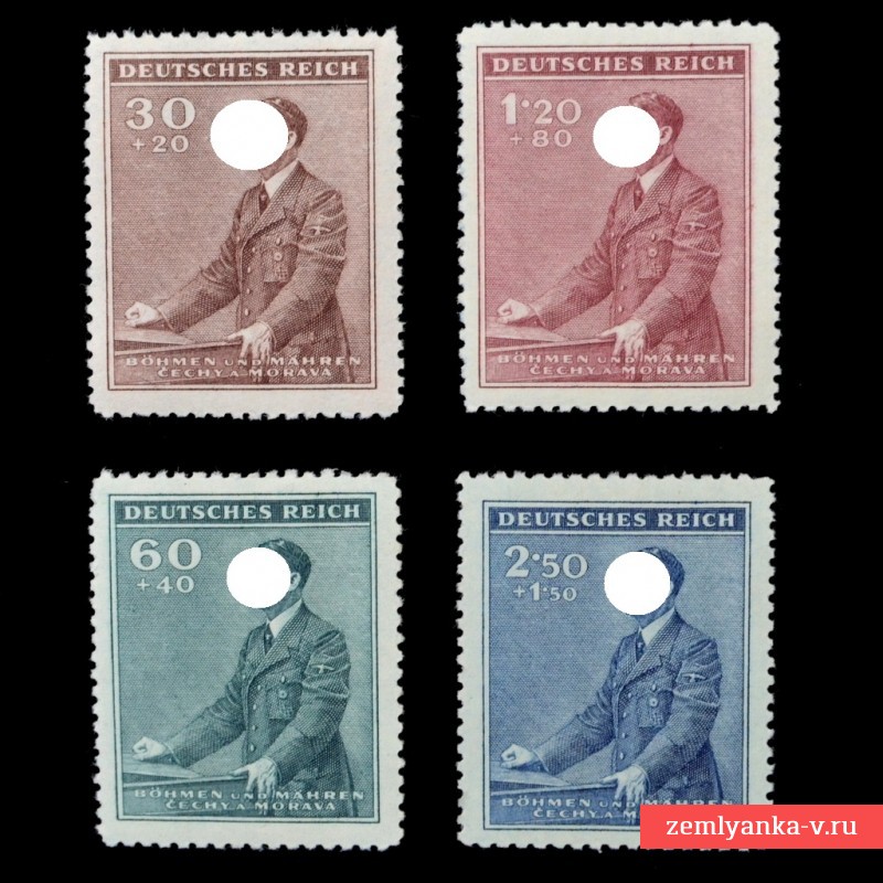 Полная серия марок «53-ий юбилей А. Гитлера», 1942 г.**