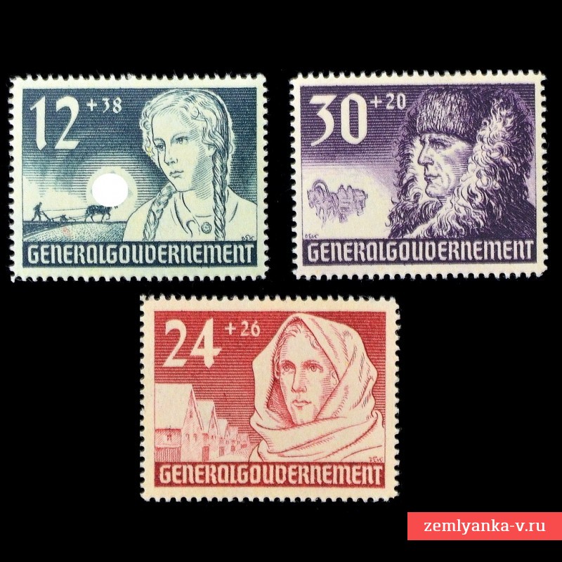 Полная серия марок к юбилею польского Генерал-губернаторства*/**, оккупация Польши