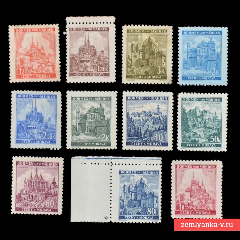 Серия марок «Архитектура Богемии и Моравии»**