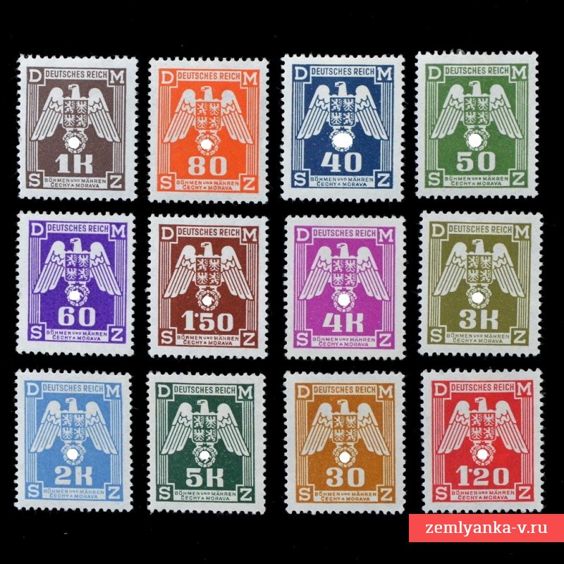 Полная серия служебных марок 1943 года*, Богемия и Моравия