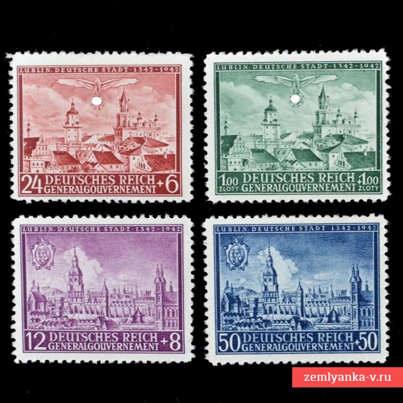 Серия польских марок «600-лет города Люблин»**, 1942 г.