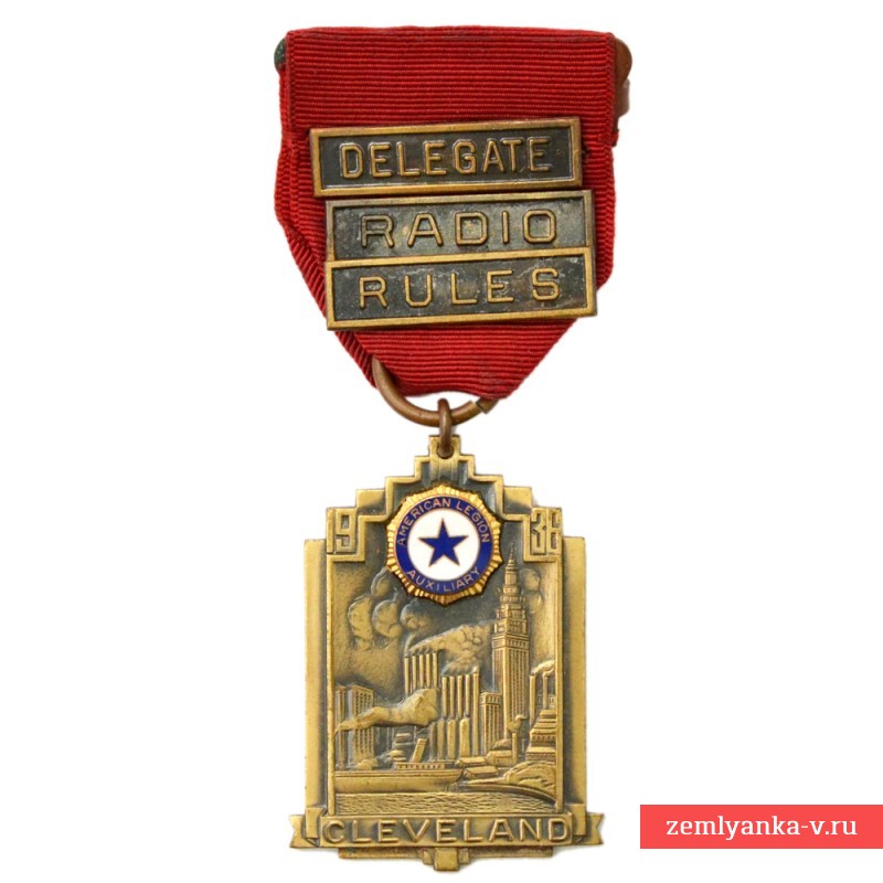 Медаль национального съезда Американского легиона(Вспомогательный корпус) в Кливленде, 1936 г.