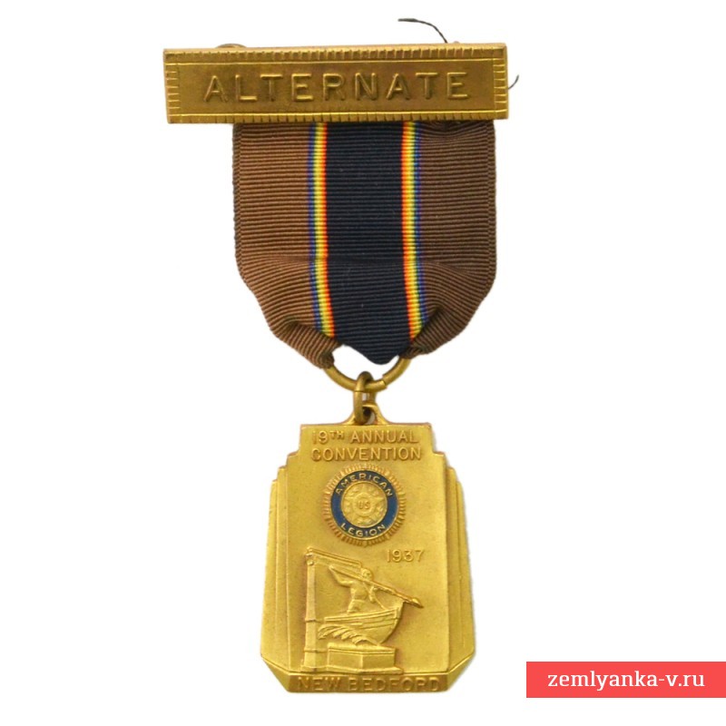 Медаль офицера - участника съезда Американского легиона в г. Нью Бедфорд, 1937 г.