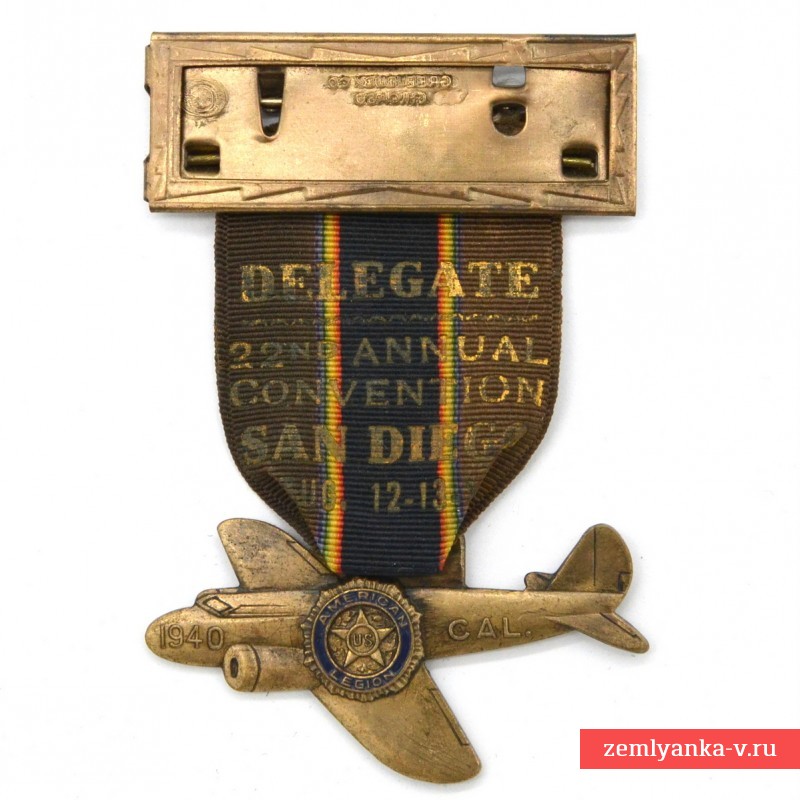 Медаль съезда Американского легиона в Сан-Диего, Калифорния, 1940 г.