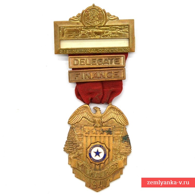 Медаль национального съезда Американского легиона(Вспомогательный корпус) в Милуоки, 1941 г.