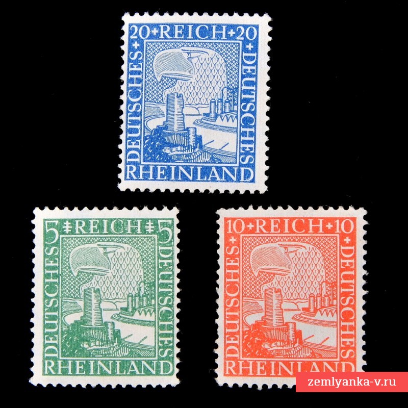 Полная серия марок «1000-летие Рейнланда»**, 1925 г.