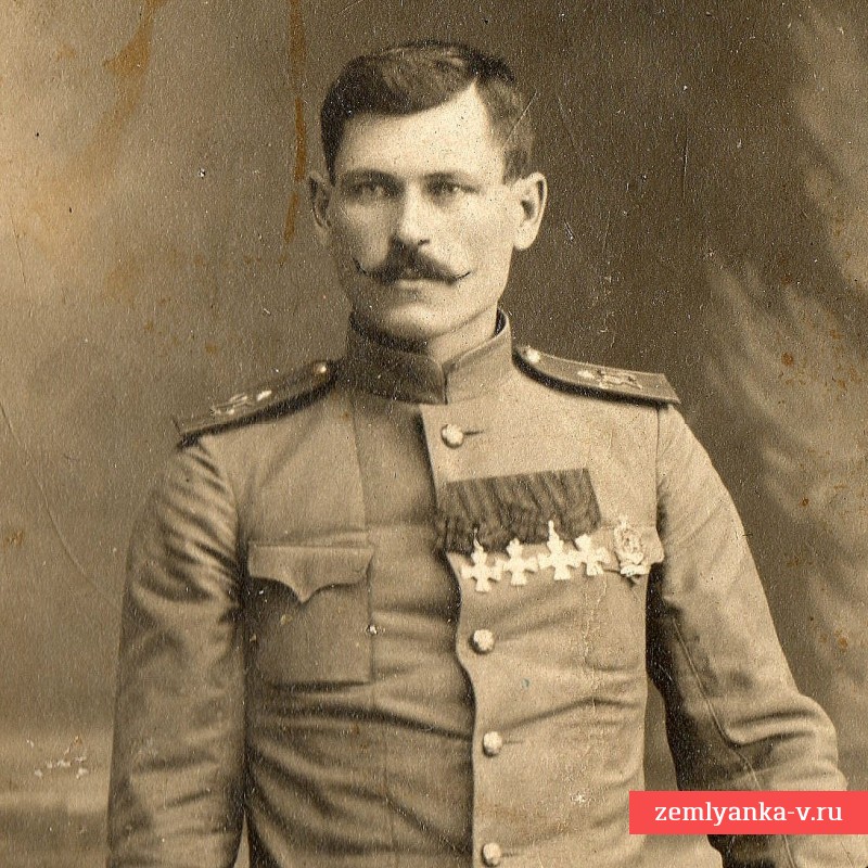 Лот фото прапорщика 25-го Смоленского полка Н.М. Хапилова – полного георгиевского кавалера