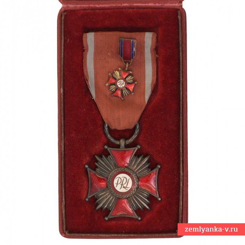 Польский крест заслуг в бронзе, в футляре с миниатюрой