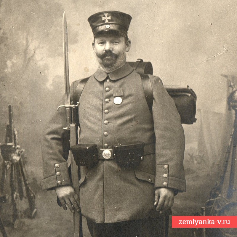 Фото солдата немецкого Ландштурма c винтовкой Маузера обр. 1871 года 