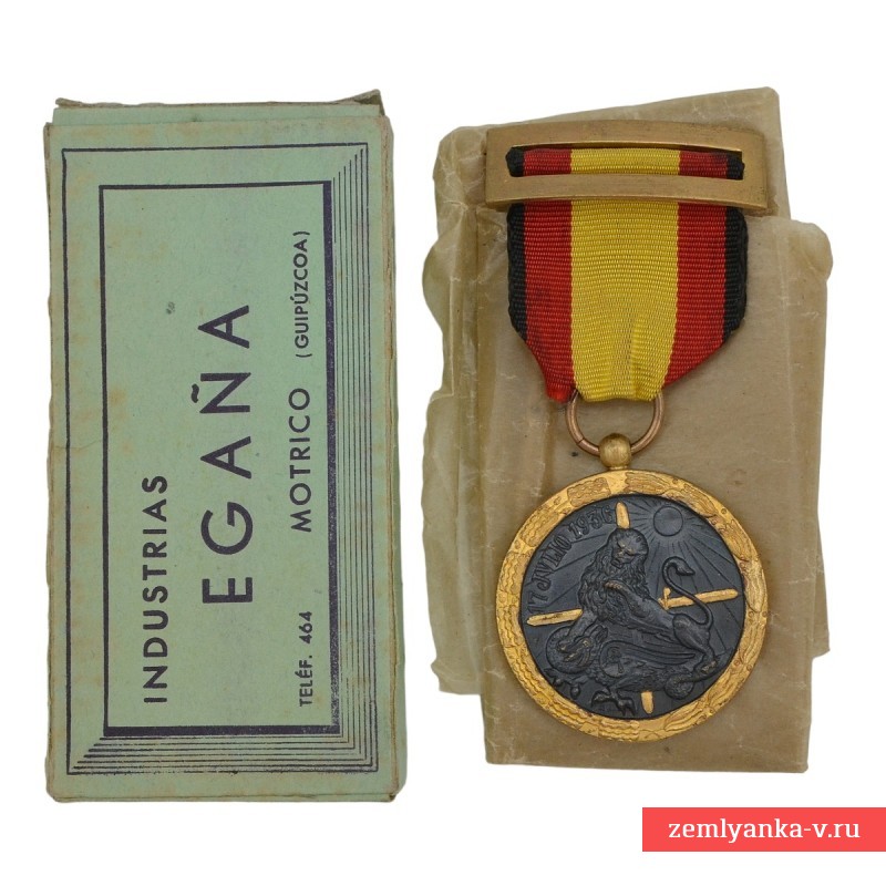 Медаль участника Гражданской войны в Испании 1936-39 гг, в футляре