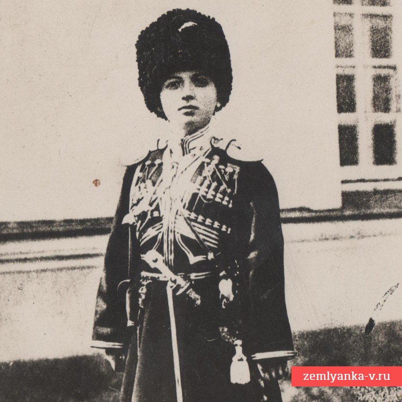 Открытка с изображением ЕИВ наследника цесаревича Алексея в форме офицера СЕИВ Конвоя