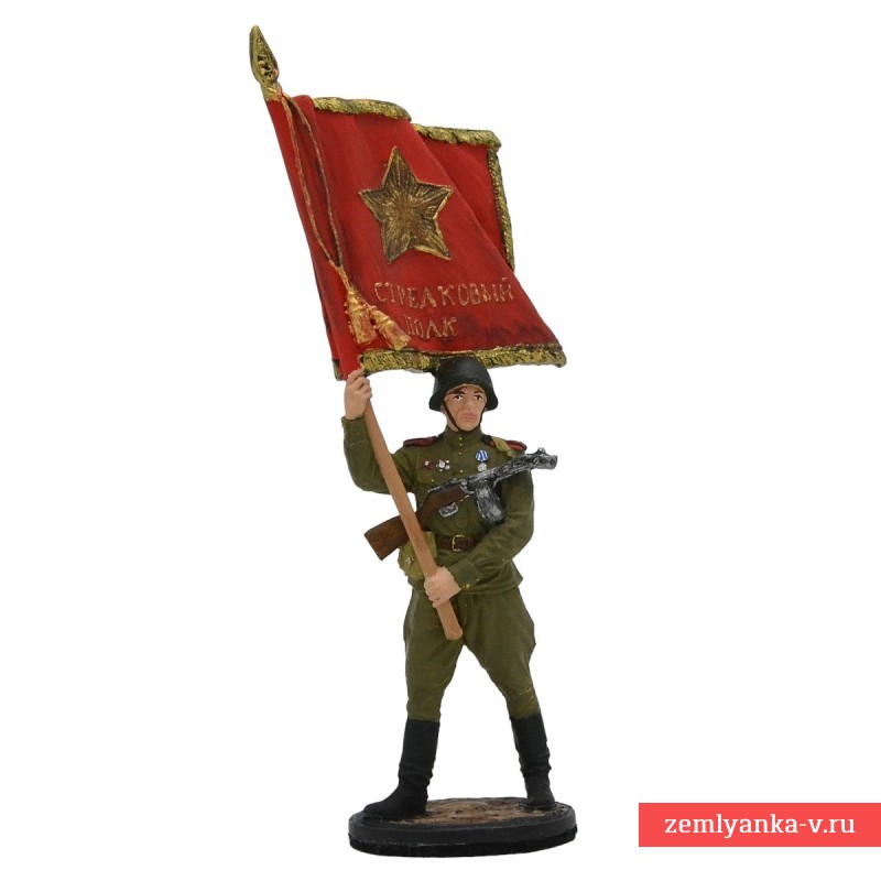 Оловянный солдатик «Рядовой стрелкового полка со знаменем, 1943 г.»