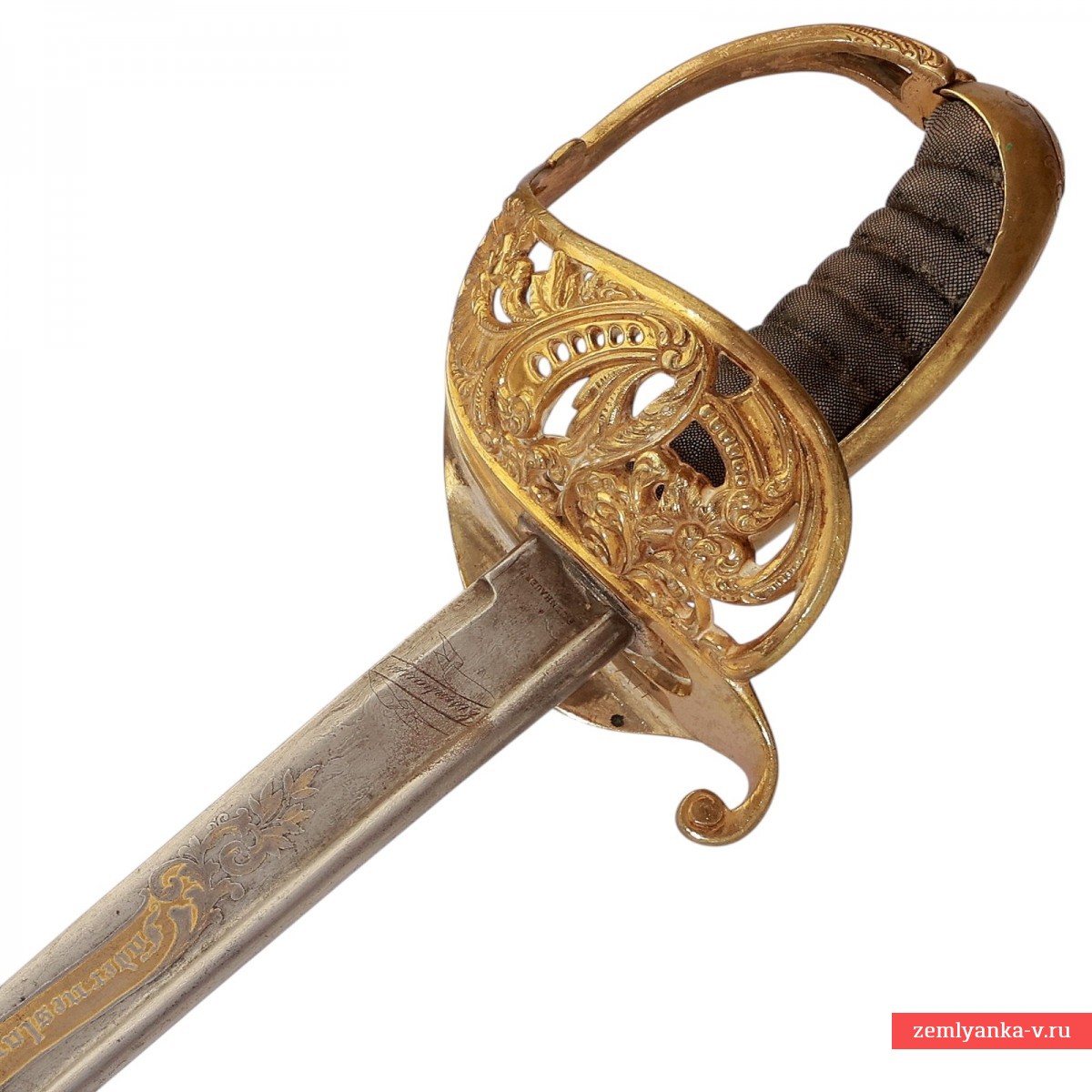 Сабля шведская пехотная офицерская образца 1859 года с дамасским клинком