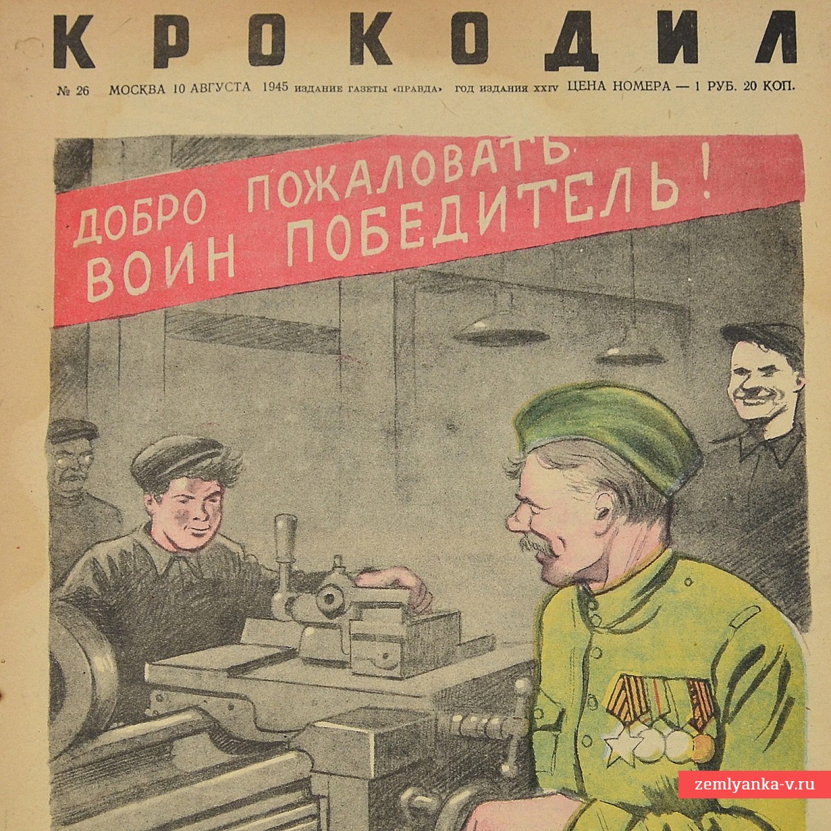 Сатирический журнал «Крокодил» №26, 1945 г. «Молодо, но не зелено»