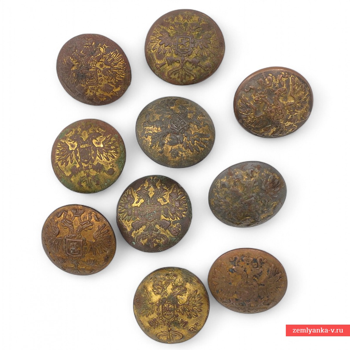 Лот мундирных пуговиц офицеров РИА образца 1904 года