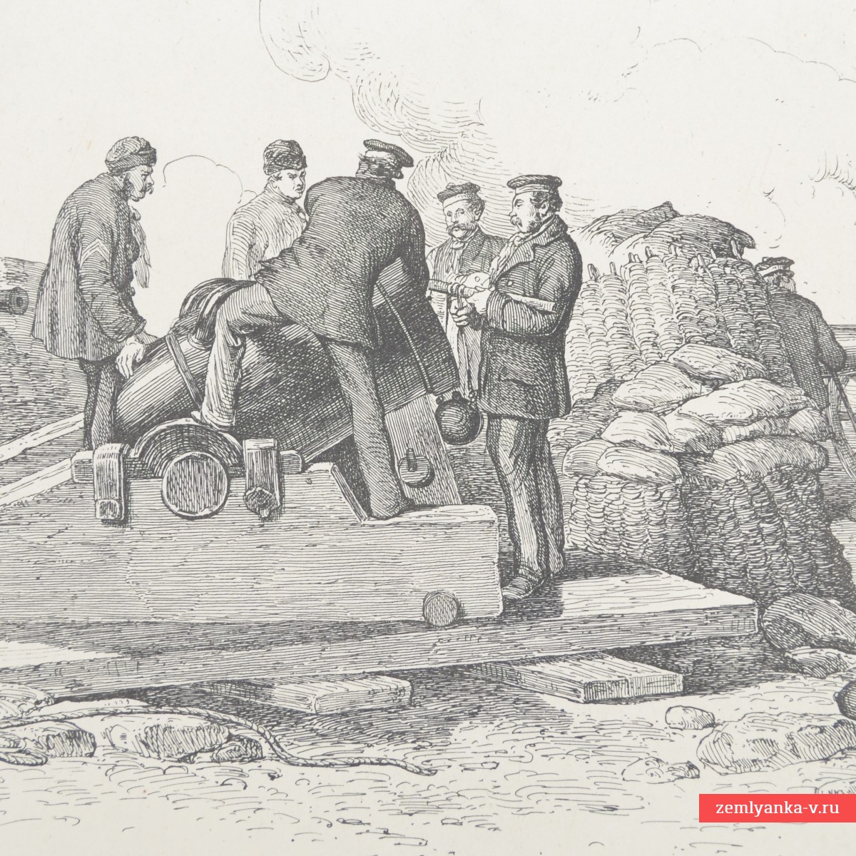 Литография периода Крымской войны «Около Севастополя. День под огнем у Грин-Хилл»