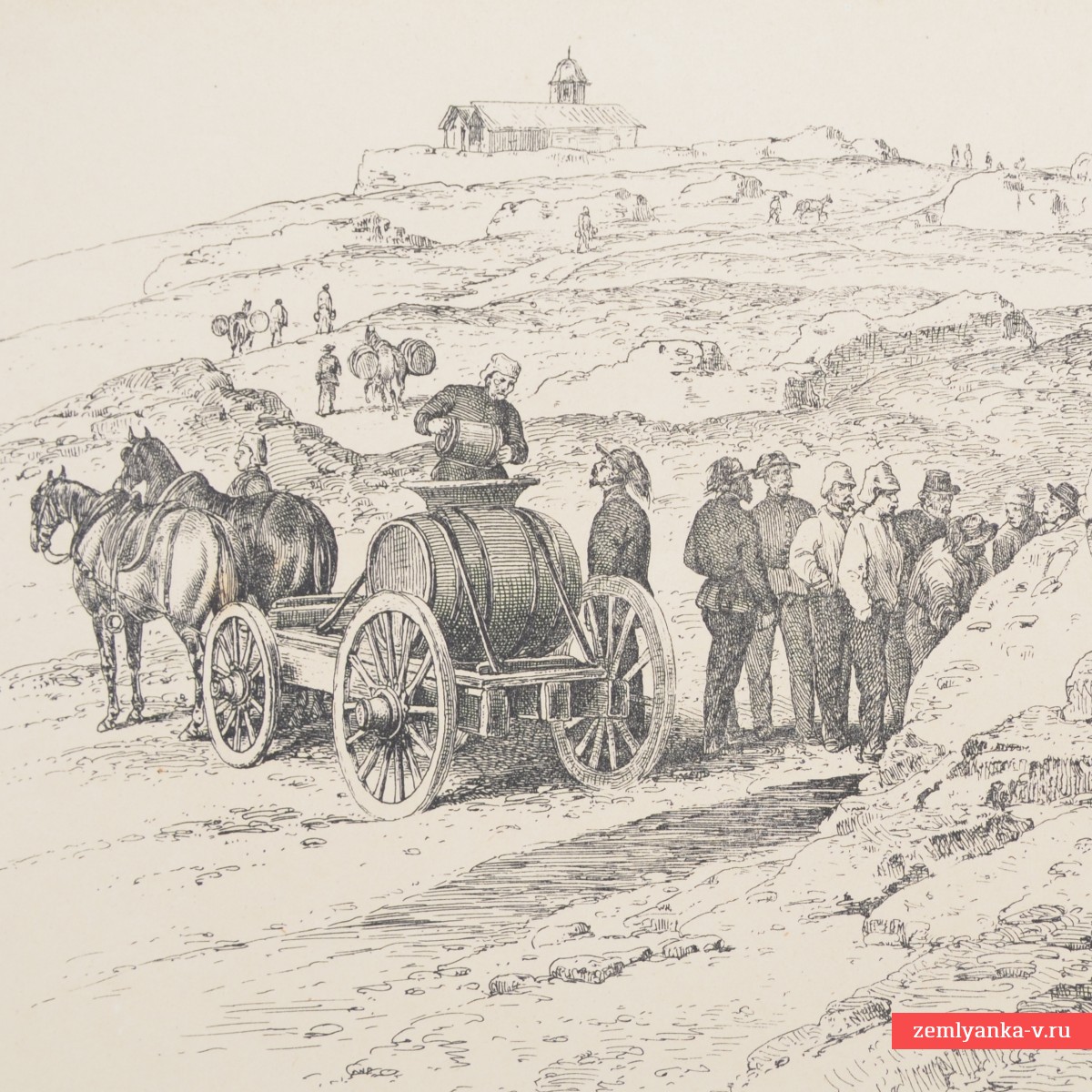 Литография периода Крымской войны «Зимние квартиры пьемонтских войск в Камаре»