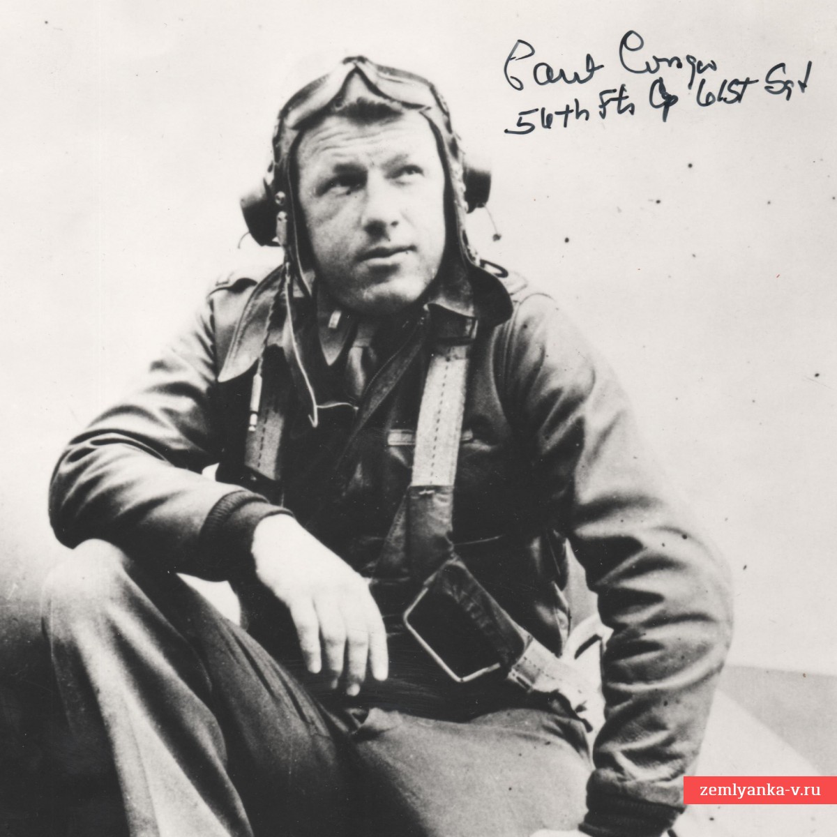 Фото американского летчика-аса Пола Альберта Конгера с автографом