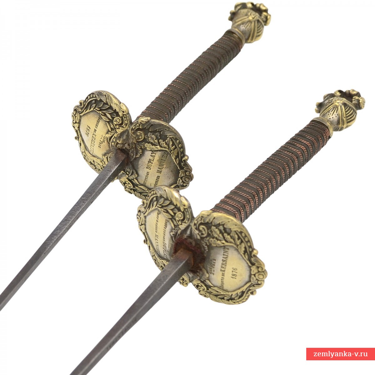 Пара наградных французских фехтовальных рапир Жака де Керсана, 1876 г.