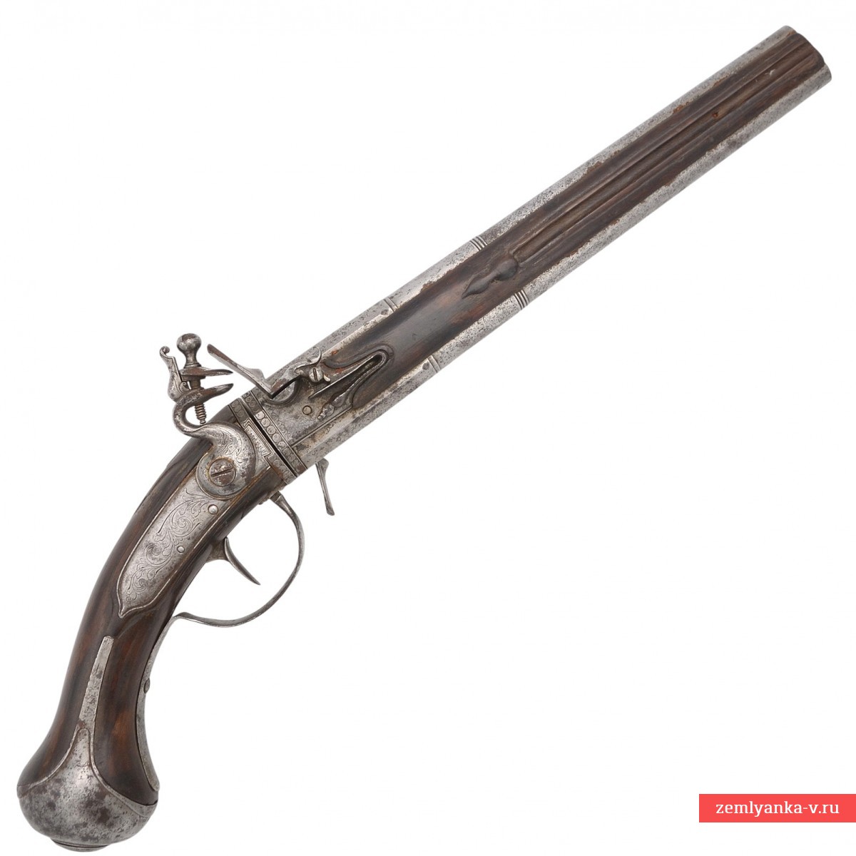 Двуствольный пистолет системы Вендера с кремневым замком и поворотным блоком стволов