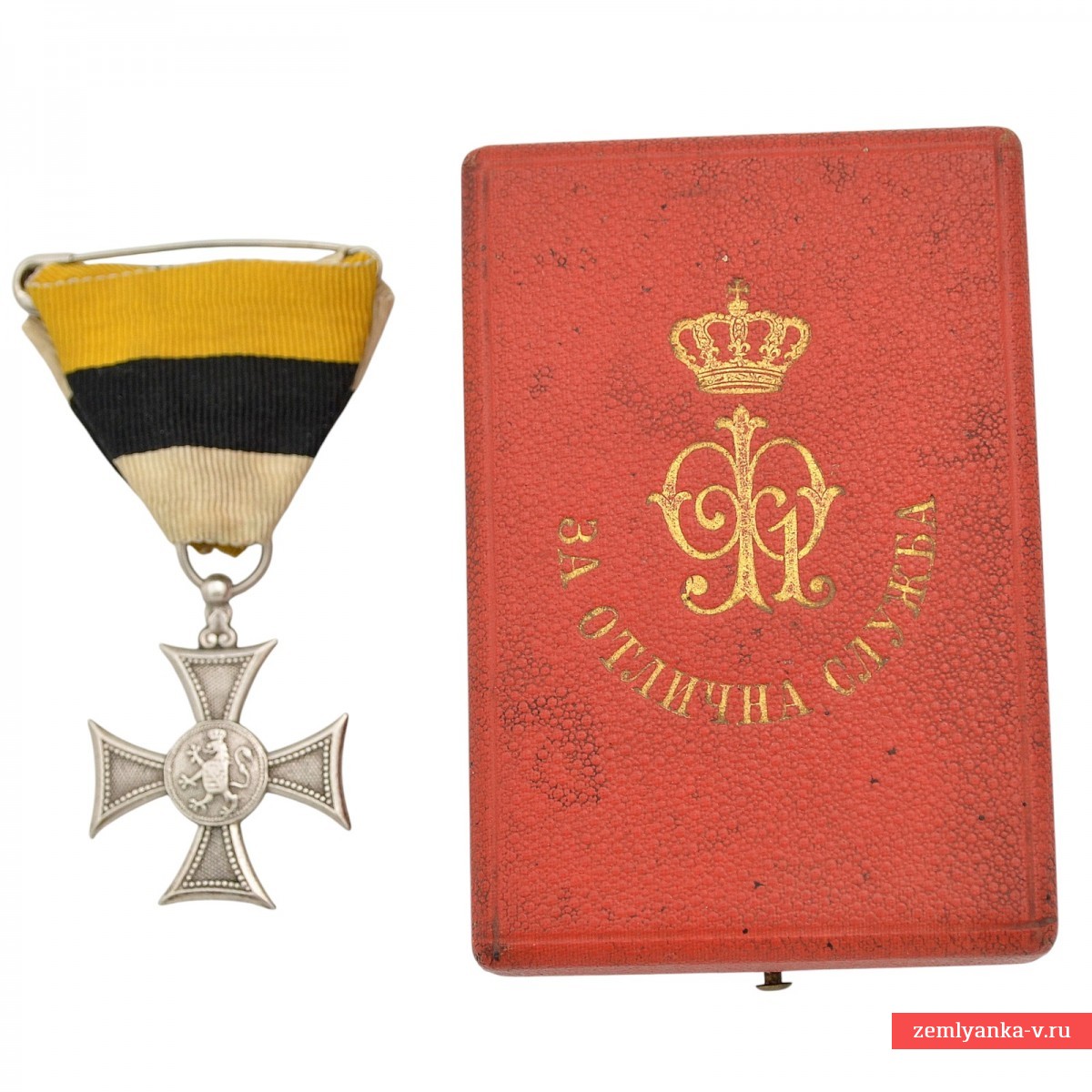 Болгария. Крест за выслугу лет для офицеров. Фердинанд I, в футляре. Тип "Ананас".