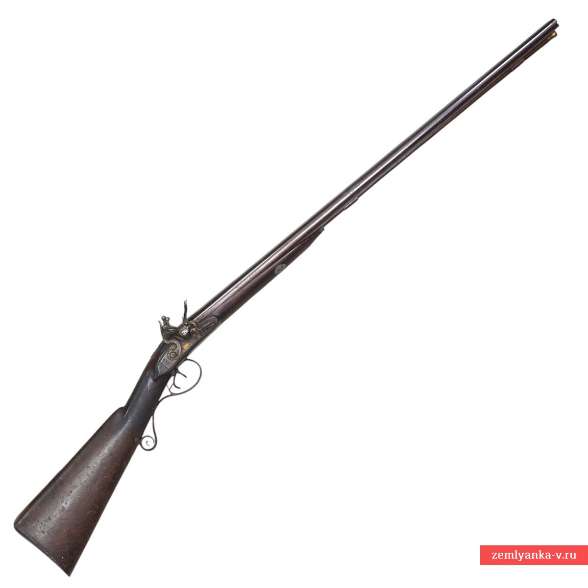 Ружье охотничье двуствольное работы С. Йорка, с кремневым замком и дамасскими стволами